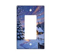 Winter Wonderland Light Switch Cover Plate/Outlet Covers, Snowy Cabin Scene for Holiday Decor, Thermoplastic Wall Plates, Standard Size Single Rocker