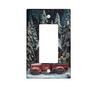 Winter Wonderland Light Switch Cover Plate Red Truck with Gifts Holiday Home Decoration Standard Size Merry Christmas Single Rocker
