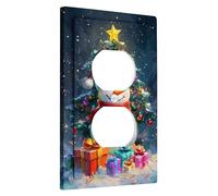 Winter Wonderland Light Switch Cover Plate, Snowman and Christmas Tree Design for Festive Wall Decor, Thermoplastic Plates, Standard Size Single Duplex Outlet