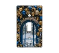 Winter Wonderland Light Switch Cover Plates/Outlet Covers, Blue and Gold Holiday Decor for Wall Accents, Thermoplastic Wall Plates, Standard Size Single Toggle