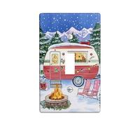 Winter Wonderland Light Switch Cover Plates/Outlet Covers, Festive Red Caravan Design for Holiday Decor, Thermoplastic Wall Plates, Standard Size Single Toggle