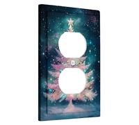 Winter Wonderland Light Switch Cover Plates/Outlet Covers, Peach Christmas Tree for Holiday Decor, Festive Style for Home Living Room, Standard Size Single Duplex Outlet