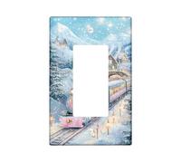 Winter Wonderland Light Switch Cover Plates Snow Blue Train Scene Holiday Festive Home Living Room Decor Single Standard Size