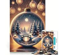Winter Wonderland Ornament Bridge 1000-piece Jigsaw Puzzles Think Exercise Game Tight Interlock No Gaps Interactive Brain Challenge for Home (50x75cm)