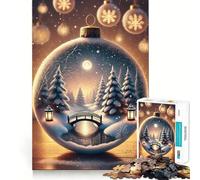 Winter Wonderland Ornament Bridge Adults 1000 Pieces Puzzle Mental Focus Game Premium Laser Cut Quality Family Fun Night Activity (38x52cm)