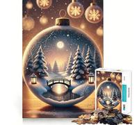 Winter Wonderland Ornament Bridge Jigsaw Puzzle 1000 Logic Thinking Play Expert Cutting Craftsmanship Quiet Time Mind Exercise at Home (38x26cm)