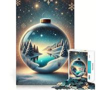 Winter Wonderland Ornament Lake Teenagers 1000 Pieces Puzzle Memory Fun Game Clean Cut Sturdy Components Portable Travel Friendly Fun Game (38x26cm)