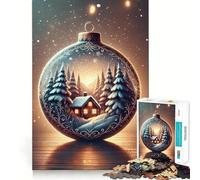 Winter Wonderland Ornament Wood House Adult Jigsaw1000 Pieces Memory Skill Fun Stable Fit No Shifting Parts Compact Fun for Family Game Time (38x52cm)
