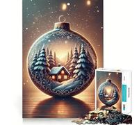 Winter Wonderland Ornament Wood House Jigsaw Puzzle 1000 Piece Mind Train Fun Burr Free Clean Cut Pieces Absorbing Activity for Quiet Nights (50x75cm)