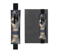 Winter Wonderland Print Adjustable Elastic Band Pen Holder Pu Leather Pen Sleeve Pouch For Hardcover Journals, Notebooks
