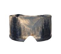 Winter Wonderland Print Sleep Eye Mask with Earmuffs - Block Out Light Contoured Night Blindfold Eye Sleeping Mask with Ear Cover for Men Women Side Sleeper Night Gift