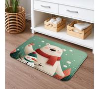 Winter Wonderland Quick Dry Bath Mat, Cute Polar Bear Snow Man Absorbent Non Slip Shower Mat, Festive Flannel Washable Bath Rugs for Bathroom Toilet Restroom Decorative 20x32 Inch