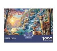 Winter Wonderland Recycled Paper Adult Jigsaws 1000 Pieces - Deer (winter Stream) Impossible Hard Difficult Challenging Family Game38x26cm/1000pcs