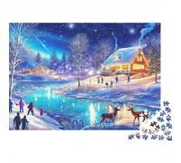 Winter Wonderland Scene 1000 Piece Winter Wonderland with Deer Scene Jigsaw Puzzles for Adults And Kids Challenging Games 1000 Pieces Beautiful Decoration Challenge High Difficulty 38x26cm/1000pcs