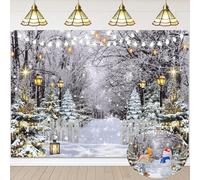 Winter Wonderland Scene Backdrop 7x5FT Winter Snowflake Forest Scene Photography Background Christmas Tree Snowy Xmas Party Decorations Supplies Photo Props