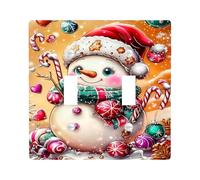 Winter Wonderland Snowman Light Switch Cover Plates/Outlet Covers, Festive Red and Green for Holiday Decor, Thermoplastic Wall Plates, Standard Size Double Toggle