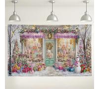 Winter Wonderland Storefront Backdrop, Charming Snowy Scene Photography Background, Festive Christmas Party Decorations, Holiday Indoor/Outdoor Event Supplies 71x43 Inch