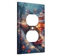 Winter Wonderland Switch Plates for Switch - Cozy Snow Train Scene for Holiday Home Decor, Standard Size Single Duplex Plug