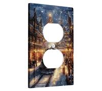 Winter Wonderland Train Light Switch Cover Plates/Outlet Covers, Vibrant Red Locomotive for Holiday Decor, Christmas Style for Home Living Room Single Duplex Outlet