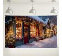 Winter Wonderland Wall Backdrop, Cozy Cabin Scene Decorative Background, Christmas Indoor/Outdoor Photography Props for Holiday Parties and Events 71x43 Inch