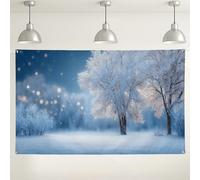 Winter Wonderland Wall Backdrop, Snowy Forest Photo Background, Cozy Indoor/Outdoor Decorations for Holiday Parties, Christmas and New Year Events 71x43 Inch