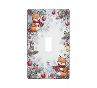 Winter Woodland Animal Christmas Decor Foxes Toggle Switch Plate | Winter Woodland Animals, Watercolor Forest Style, Seasonal Home Accents, Standard Toggle Size, Festive Botanical Details