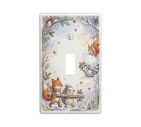 Winter Woodland Animals Illustration Toggle Switch Plate | Watercolor Illustration, Snowy Forest Theme, Fanciful Forest Friends, Cozy Seasonal Decor, Rustic Nature Wall Accents