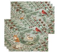 Winter Woodland Forest Animals Christmas Placemats Set of 6