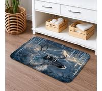 Winter Woodland Quick Dry Bath Mat, Majestic Deer Forest Absorbent Non Slip Shower Mat, Cozy Flannel Washable Bath Rugs for Bathroom Toilet Restroom Decorative 16x24 Inch