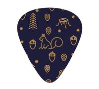 Winter Woods And Squirrels Line Style Blue,12 Pcs Guitar Pick,3 Different Thickness Plectrums for Acoustic Guitar Bass Ukulele (0.46mm 0.96mm 0.71mm)