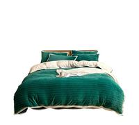 Winter Wool Four-piece Set, Double-sided Velvet Warm Bedding, Widened Baby Velvet Edging, Simple Bedroom Bedding, Heat-storing Down Duvet Cover (Green 1.5/1.8m bed)