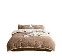 Winter Wool Four-piece Set, Double-sided Velvet Warm Bedding, Widened Baby Velvet Edging, Simple Bedroom Bedding, Heat-storing Down Duvet Cover (Brown 1.8/2m bed)