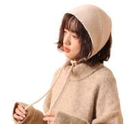 Winter Wool Triangle Scarf for Women - Y2k Knitted Ear Protection Hooded Hat Cover Wrap, Soft Warm Balaclava Scarves Hijab Cap with Chin Tie for Daily Outdoor Travel Party (#1,50x20cm)