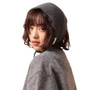 Winter Wool Triangle Scarf for Women - Y2k Knitted Ear Protection Hooded Hat Cover Wrap, Soft Warm Balaclava Scarves Hijab Cap with Chin Tie for Daily Outdoor Travel Party (#2,50x20cm)