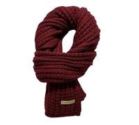 Winter Woolen Knitted Scarf Fashion Women Scarves Female Vintage Solid Colour Neckwear Soft Warm Pashmina Thickened Wool Student Shawl Unisex Scarf (Wine Red)