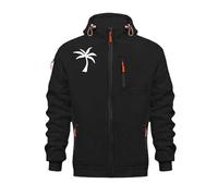 Winter Work Jumper Men's Hoodie with Zipper, Casual Loose Fit Pullover, Fleece Sweatshirt for Winter, Daily Life, Comfortable Streetwear Christmas Sweatshirt Men, black, M