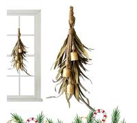 Winter Wreaths for Front Door | Gold Vintage Brass Bell - Christmas Wreaths for Outdoors, Christmas Wreath Bells, Artificial Green Leaves for Indoor and Outdoor