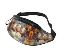 Winter Xmas Adjustable Waist Fanny Pack Cute Snowman Trendy Printed Crossbody Bag Christmas Snowman Unisex Crossbody Waist Pack Festival-Goers - Theft-Proof Compact Bag for Phones & valuables 14X35CM