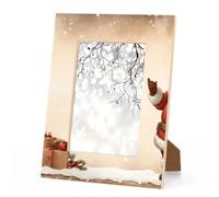 Winter Xmas Santa Picture Frame 5x7, Christmas 5x7 Photo Frame Horizontal & Vertical Display 5 by 7Wooden Picture Frame for Desktop or Wall Decoration