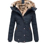 Winter Zipper Fur Collar Medium-Long Thicken Hooded Coat Slim Parka Cotton Padded Jacket Overcoat