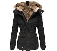 Winter Zipper Fur Collar Medium-Long Thicken Hooded Coat Slim Parka Cotton Padded Jacket Overcoat