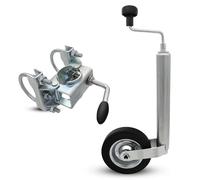 Winterhoff Jockey Wheel Mount for Pull Drawbars 70 mm Round Clamp Jockey Wheel Clamp 48 mm Trailer with Jockey Wheel (Holder + Jockey Wheel)