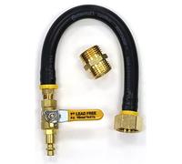 Winterize Sprinkler System, Outdoor Faucet, RV, Camper, and Travel Trailer: Air Compressor Plug to Garden Hose Faucet Blow Out Adapter (Lead-Free Brass) with Male-to-Male Fitting, 14" Long