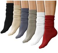 Winterlace 6 Pairs Slouch Socks for Women, Soft Extra Long Scrunch Knee High Sock, Bulk Pack - - One Size