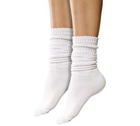 Winterlace Slouch Socks for Women, 2 Pairs, Soft Extra Long Scrunch Knee High Sock, Premium Pack, White, One size