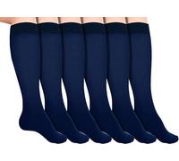 Winterlace Women’s Trouser Socks, Opaque Stretchy Nylon Knee High, Many Colors, 6 or 12 Pairs, 6 Pairs Navy Blue, One size