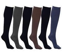 Winterlace Women's Trouser Socks, 6 Pairs, Opaque Stretchy Nylon Knee High, Many Colors - Multicoloured -