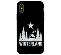 WINTERLAND Rustic Cabin Forest Star Grunge Winter Snow Case for iPhone X/XS