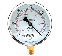 Winters 4 inch Dial Size, Multi Function Economy Utility Dry Pressure Gauge, Brass Internals, Steel Case, Dual Scale 30 inch Hg-0 Vac/kPa, 3-2-3% Accuracy, 1/4" NPT Bottom Mount, Vacuum Pressure Gauge