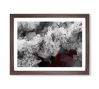 Winters Bloom Flowers In Abstract Modern Art Framed Print | A2 Walnut Framed Wall Art | Ready to Hang | Abstract Floral Picture | Living Room Bedroom Lounge Office